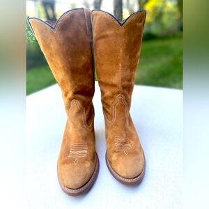 Wolverine Harvest Wheat Suede Cowboy Boots Women 8 1/2 M Vibram Sole Vintage